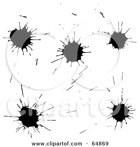 Royalty-Free (RF) Clipart Illustration of a Digital Collage Of Black Ink Splatters by Frog974