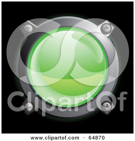 Royalty-Free (RF) Clipart Illustration of a Green Button With Chrome Edges by Frog974