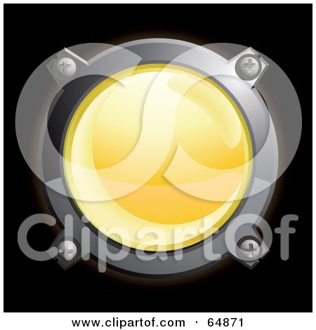 Royalty-Free (RF) Clipart Illustration of a Yellow Button With Chrome Edges by Frog974