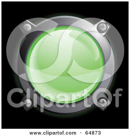 Royalty-Free (RF) Clipart Illustration of a Light Green Button With Chrome Edges by Frog974