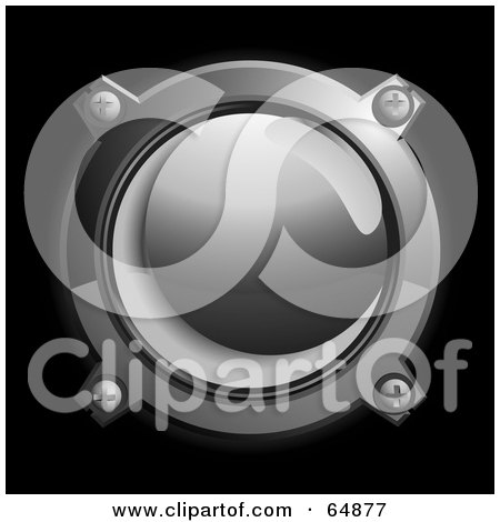 Royalty-Free (RF) Clipart Illustration of a Black Button With Chrome Edges by Frog974