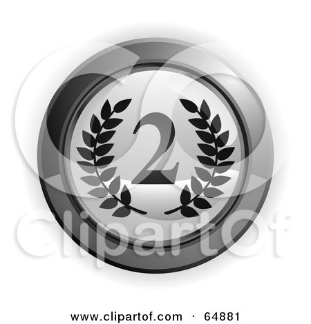 Royalty-Free (RF) Clipart Illustration of a Gray Second Place Button With Chrome Edges by Frog974