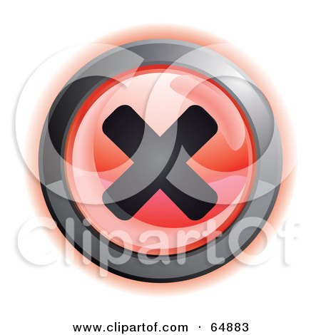 Royalty-Free (RF) Clipart Illustration of a Red X Button With Chrome Edges by Frog974