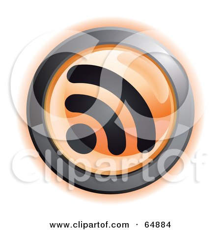 Royalty-Free (RF) Clipart Illustration of an Orange RSS Button With Chrome Edges by Frog974