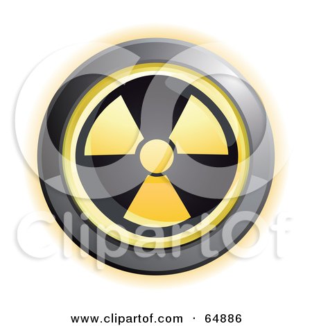 Royalty-Free (RF) Clipart Illustration of a Yellow Radiation Button With Chrome Edges by Frog974