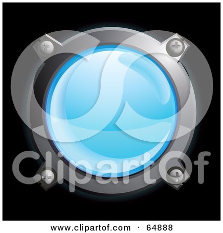 Royalty-Free (RF) Clipart Illustration of a Blue Button With Chrome Edges by Frog974