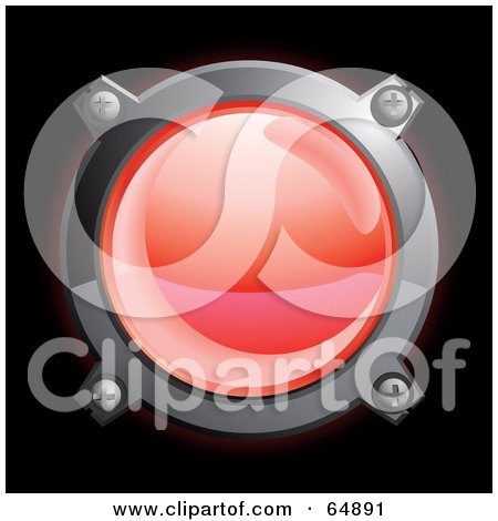 Royalty-Free (RF) Clipart Illustration of a Red Button With Chrome Edges by Frog974