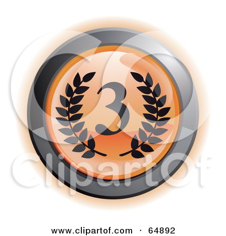 Royalty-Free (RF) Clipart Illustration of an Orange Third Place Button With Chrome Edges by Frog974