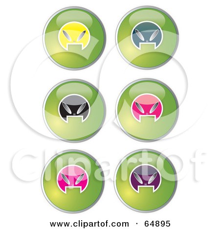 Royalty-Free (RF) Clipart Illustration of a Digital Collage Of Colorful Alien Head Website Buttons - Version 4 by YUHAIZAN YUNUS