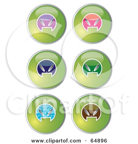Royalty-Free (RF) Clipart Illustration of a Digital Collage Of Colorful Alien Head Website Buttons - Version 2 by YUHAIZAN YUNUS