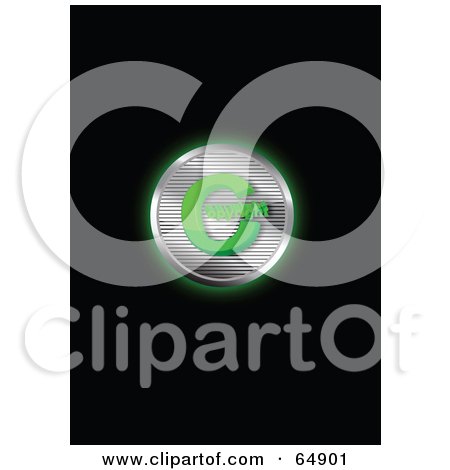 Royalty-Free (RF) Clipart Illustration of a Glowing Chrome And Green Copyright Symbol Button by YUHAIZAN YUNUS