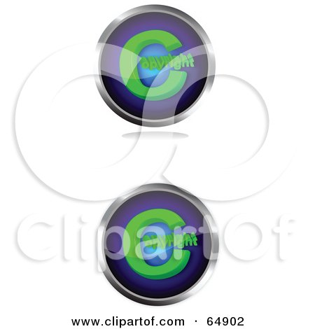 Royalty-Free (RF) Clipart Illustration of a Digital Collage Of Two Blue And Green Copyright Symbol Buttons by YUHAIZAN YUNUS