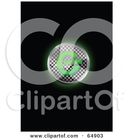 Royalty-Free (RF) Clipart Illustration of a Glowing Chrome Mesh And Green Copyright Symbol Button by YUHAIZAN YUNUS