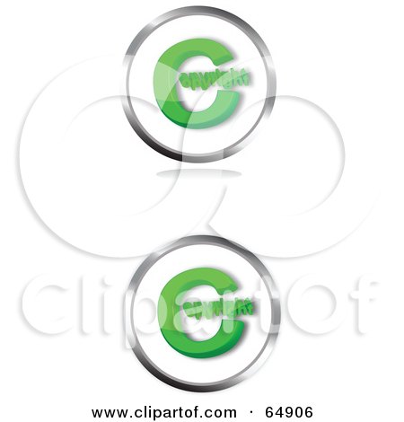Royalty-Free (RF) Clipart Illustration of a Digital Collage Of Two White And Green Copyright Symbol Buttons by YUHAIZAN YUNUS