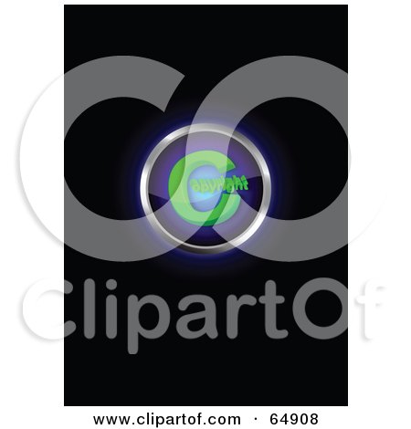 Royalty-Free (RF) Clipart Illustration of a Glowing Blue And Green Copyright Symbol Button by YUHAIZAN YUNUS