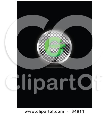 Royalty-Free (RF) Clipart Illustration of a Chrome Mesh And Green Copyright Symbol Button by YUHAIZAN YUNUS