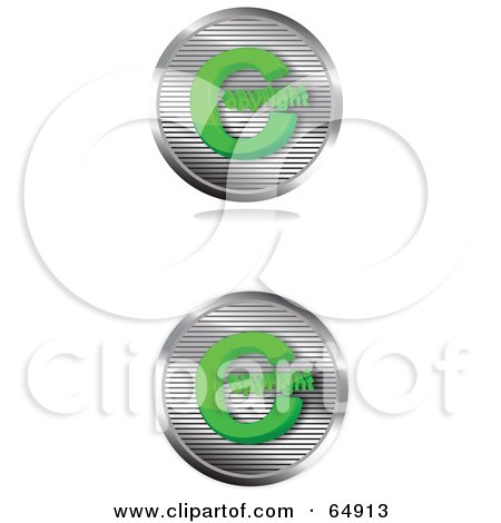 Royalty-Free (RF) Clipart Illustration of a Digital Collage Of Two Chrome And Green Copyright Symbol Buttons by YUHAIZAN YUNUS