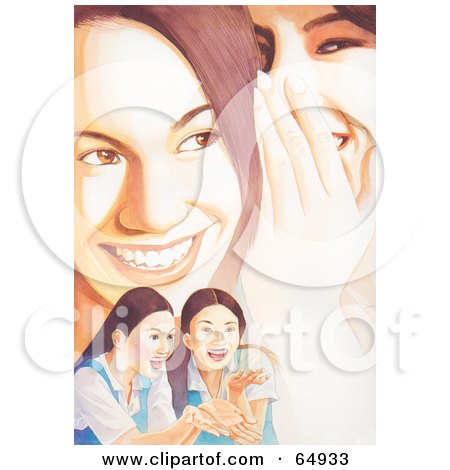 Royalty-Free (RF) Clipart Illustration of People; Personscenes Of Teenage Girls Smiling, Laughing And Whispering by YUHAIZAN YUNUS