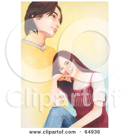Royalty-Free (RF) Clipart Illustration of a Young Teen Girl Smiling And Thinking Of A Boy by YUHAIZAN YUNUS