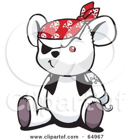 Royalty-Free (RF) Clipart Illustration of a White Pirate Teddy Bear - Version 4 by Dennis Holmes Designs
