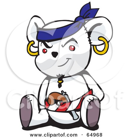 Royalty-Free (RF) Clipart Illustration of a White Pirate Teddy Bear - Version 1 by Dennis Holmes Designs
