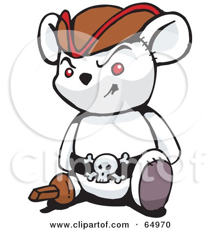 Royalty-Free (RF) Clipart Illustration of a White Pirate Teddy Bear - Version 3 by Dennis Holmes Designs
