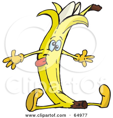 Royalty-Free (RF) Clipart Illustration of a Goofy Banana Guy Doing The Splits by Dennis Holmes Designs