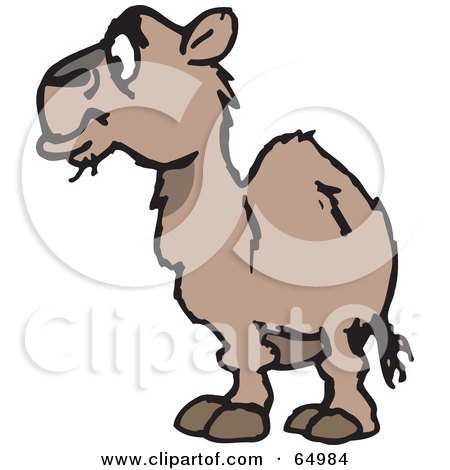 Royalty-Free (RF) Clipart Illustration of a Shaggy Wild Camel Facing Left by Dennis Holmes Designs