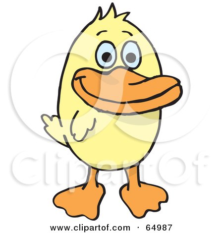 Royalty-Free (RF) Clipart Illustration of a Happy Yellow Ducky by Dennis Holmes Designs