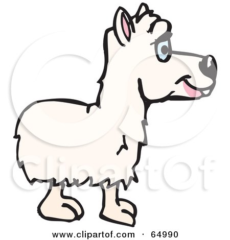 Royalty-Free (RF) Clipart Illustration of a White Alpaca Facing Right by Dennis Holmes Designs