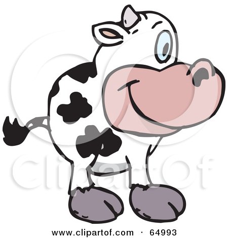 Royalty-Free (RF) Clipart Illustration of a Friendly Dairy Cow Facing Right by Dennis Holmes Designs