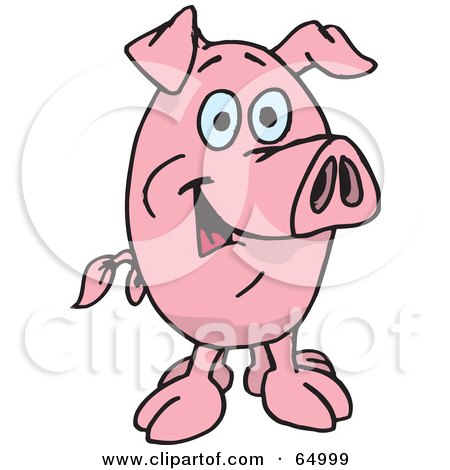 Royalty-Free (RF) Clipart Illustration of a Pink Pig Facing Front by Dennis Holmes Designs