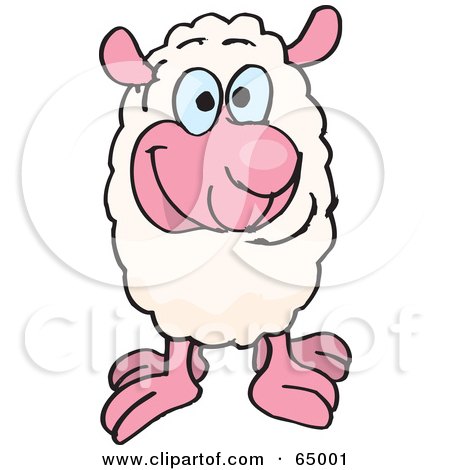 Royalty-Free (RF) Clipart Illustration of a Friendly Sheep Facing Front by Dennis Holmes Designs