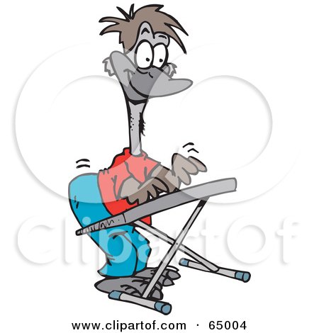 Royalty-Free (RF) Clipart Illustration of a Musical Emu Playing A Keyboard by Dennis Holmes Designs