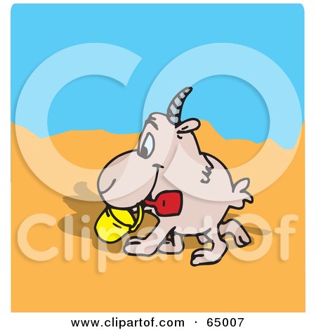 Royalty-Free (RF) Clipart Illustration of a Happy Goat Strolling On A Beach by Dennis Holmes Designs