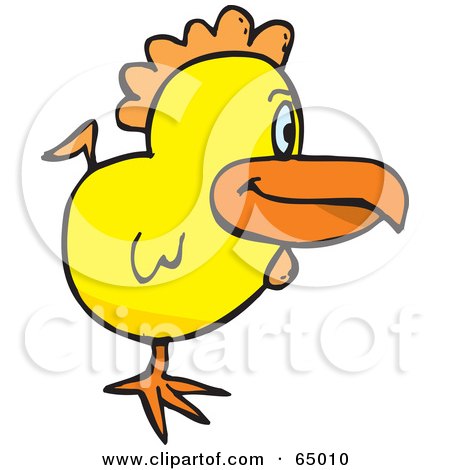 Royalty-Free (RF) Clipart Illustration of a Profiled Yellow Farm Chicken by Dennis Holmes Designs