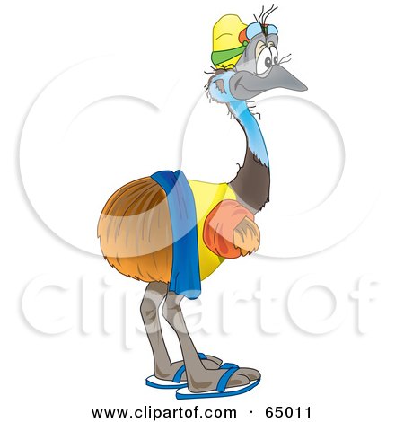 Royalty-Free (RF) Clipart Illustration of a Happy Emu Wearing Clothes by Dennis Holmes Designs