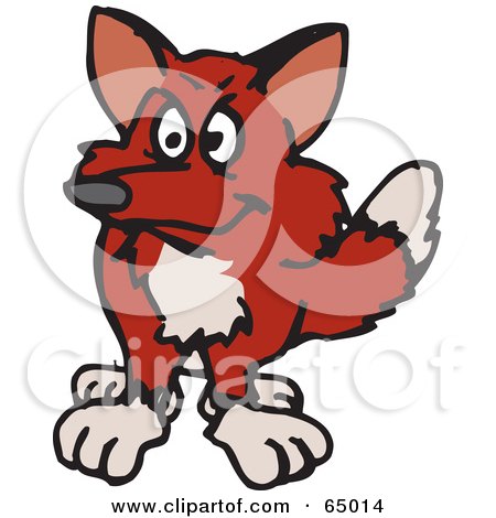 Royalty-Free (RF) Clipart Illustration of a Shaggy Wild Fox Facing Front by Dennis Holmes Designs