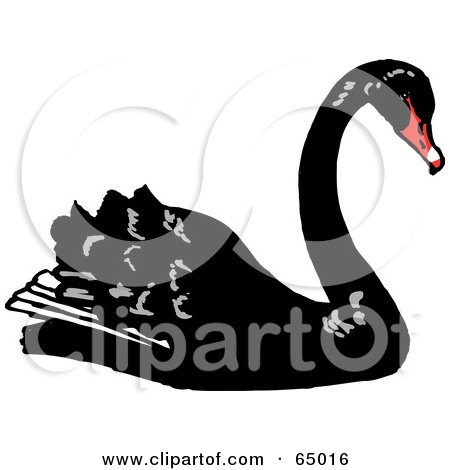 Royalty-Free (RF) Clipart Illustration of a Profiled Black Swan With A Red Beak by Dennis Holmes Designs