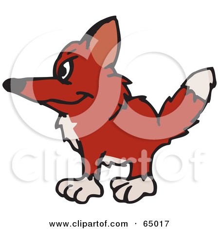 Royalty-Free (RF) Clipart Illustration of a Shaggy Wild Fox Facing Left by Dennis Holmes Designs