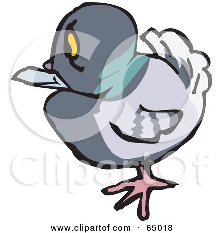 Royalty-Free (RF) Clipart Illustration of a Grumpy Pigeon In Profile by Dennis Holmes Designs
