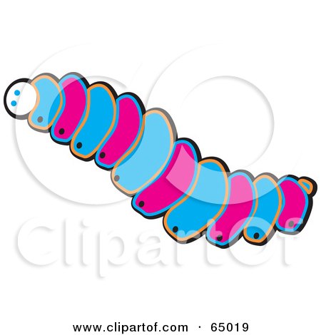 Royalty-Free (RF) Clipart Illustration of a Pink And Blue Grub Worm by Dennis Holmes Designs
