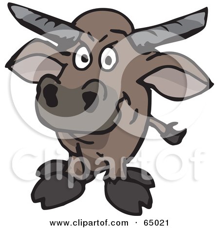 Royalty-Free (RF) Clipart Illustration of a Wild Bull Facing Front by Dennis Holmes Designs