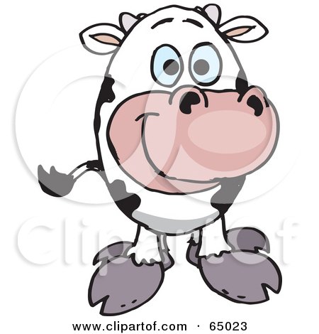 Royalty-Free (RF) Clipart Illustration of a Friendly Dairy Cow Facing Front by Dennis Holmes Designs
