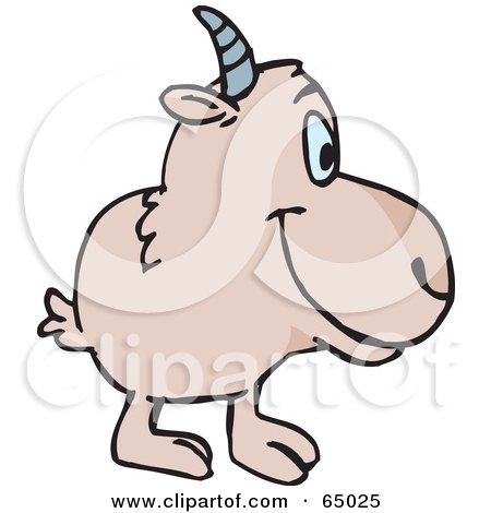 Royalty-Free (RF) Clipart Illustration of a Beige Goat Facing Right by Dennis Holmes Designs