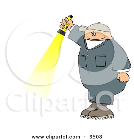 Man in a Jumpsuit, Holding a Flashlight Clipart by djart