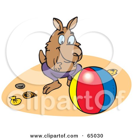Royalty-Free (RF) Clipart Illustration of a Kangaroo Playing With A Beach Ball by Dennis Holmes Designs