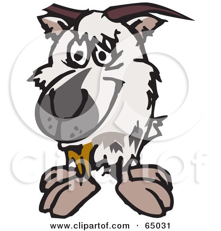 Royalty-Free (RF) Clipart Illustration of a Shaggy White Goat Facing Front by Dennis Holmes Designs