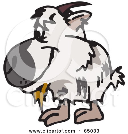 Royalty-Free (RF) Clipart Illustration of a Shaggy White Goat Facing Left by Dennis Holmes Designs