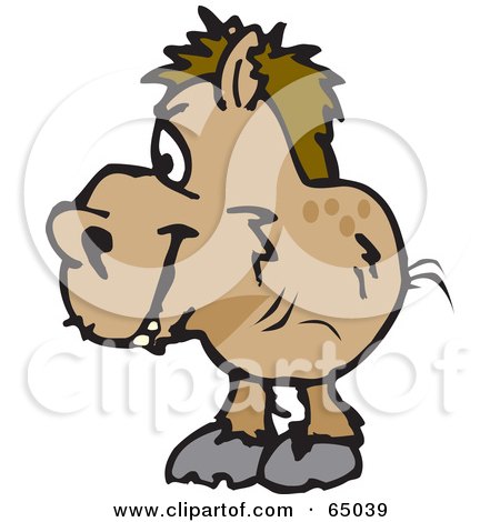 Royalty-Free (RF) Clipart Illustration of a Shaggy Wild Horse Facing Left by Dennis Holmes Designs